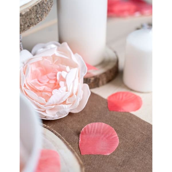 Stoffroseblader - Pakke med 100 - Rosa - Stoff - Bryllupsdekorasjon - Romantisk dekorasjon hvit XXS