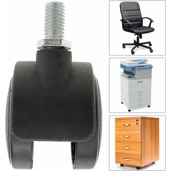 - Drejelige nylonhjul med bremse 40 mm M8 Pakke med 4 (sort)