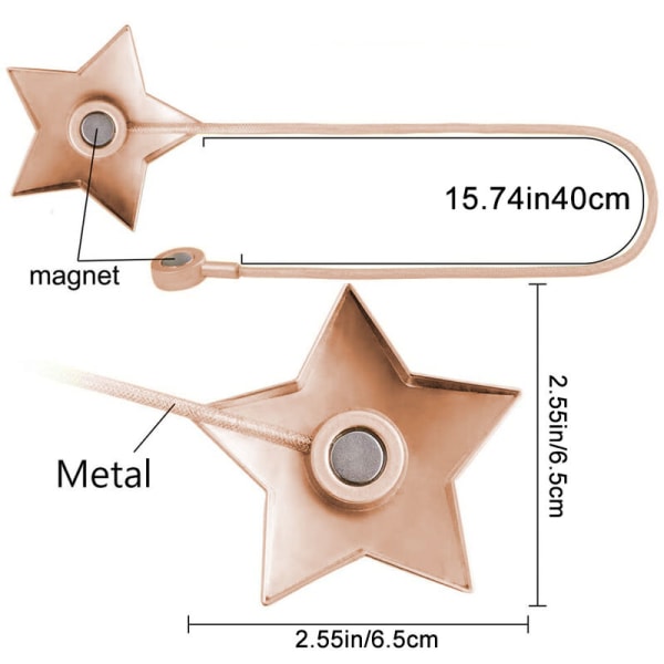 Magnetiske gardinbindinger Dekorative tauholderklips, pakke med 2 bakre bånd Vindugardinvevstativ Begrensning Drapere bindingsholder, soveromsdekor