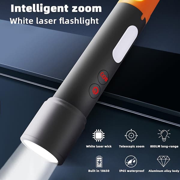 Tehokas LED-taskulamppu, USB-lataus, teleskooppinen zoom-taskulamppu retkeilyyn (harmaa)