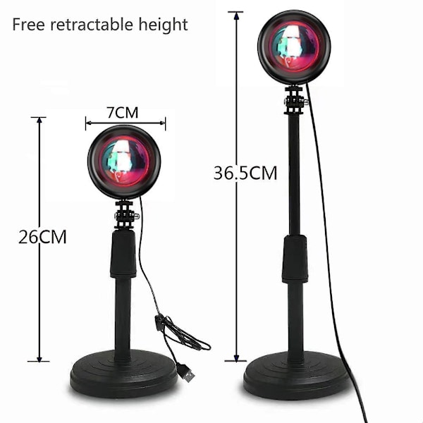Solnedgangsprojektionslampe Regnbue Atmosfære Nattelys Solnedgangslys Til Soveværelse Værelse Dekoration Baggrundsvæg Tiktok Bordlampe（Regnbue 36.5 stand）
