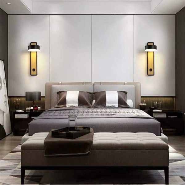 LED-seinävalaisin Seinävalaisin Sisävalaistus Puinen seinävalaisin makuuhuoneeseen Olohuoneeseen Toimisto Eteinen Käännettävä 350° (musta)