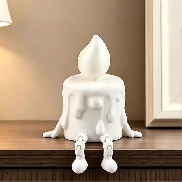 3D-printet sittende stearinlysfigur med selvlysende detaljer til Halloween White