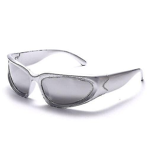 Silver Steampunk-solglasögon för män och kvinnor (speglade i silver)
