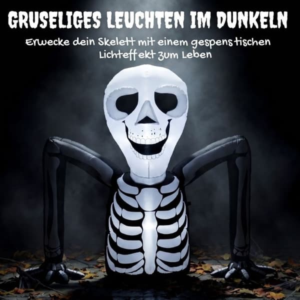 Oppusteligt Halloween-skelet med LED-lys, indendørs og udendørs havepynt - BEAUNIV - 210T sort polyester