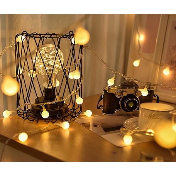 Pallomaiset valonauhat, 3m 20 Led-palloa, paristokäyttöinen sisä- ja ulkokoristelu