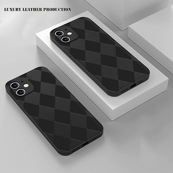 Kompatibel med iPhone 12 Pro Max Skal för Man Pojke Lyxig 3D Romb Mjuk TPU Läder Telefonfodral för iPhone 12 Pro Max 6.7 Tum Stötsäker Lins