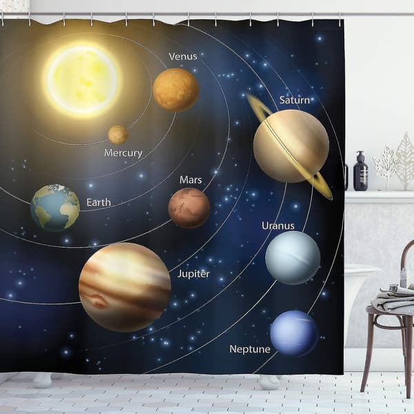 Pussel Duschdraperi, Solsystem Solplanet Banor Astronomi Yttre Rymd, Tyg
