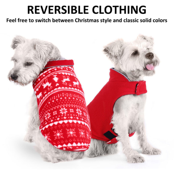 Klassisk julhundtröja, små och medelstora husdjurskläder för kallt väder, hundväst, hundvinterrockskostym, S-XL, röd-L