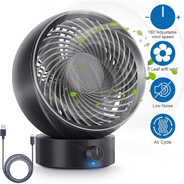 Usb Ultra Quiet Mini Desk Fan For Office, Home And Outdoor, Black