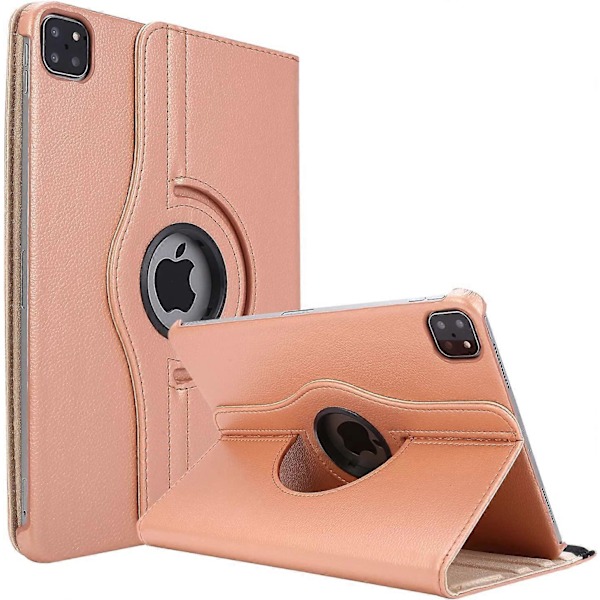 360 Graders Rotationsautomatisk Väcknings-/Sovställ Skyddsfodral för Nya iPad Pro 11 tum 2020 Fodral 2:a Gen / 2018 / Modell A2068, A2230 Roséguld