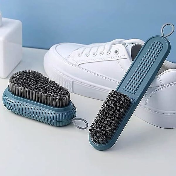 Skrubborste Hushållstvätt Skrubborste för Skor Kläder Sneaker Bärbar Mjuk Plast Rengöringsborste med Bekvämt Grepp (Blå)20*3.8CM