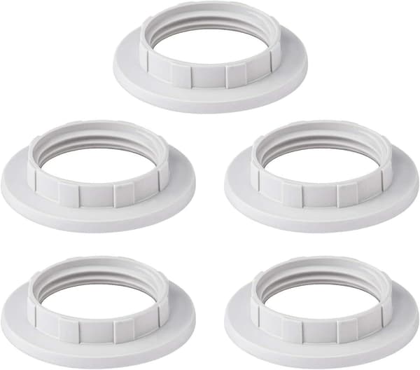 Reducer Ring til Lampeskærm - 5 stk. E27 Konverterringe til Lampholder (hvid)