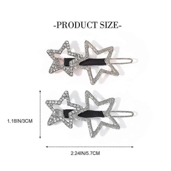 Stjärnformade Hårclips Brud Bröllopshår Barrettes Kristall Rhinestone Hårstift Mode Håraccessoarer För Kvinnor Och Flickor (2-pack)