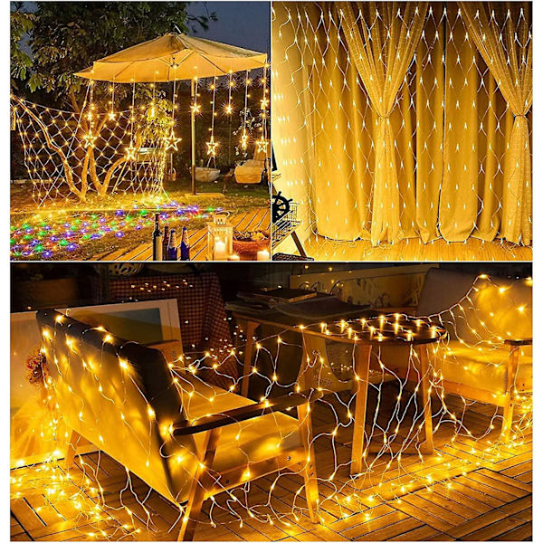 Led-ljusslingor utomhus 320 Leds ljusslingor nätljusgardin varmvit 8 lägen julbelysning med fjärrkontroll timer ljusslingor för inomhus
