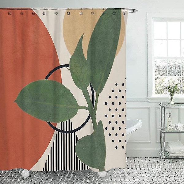 Enkel geometrisk bruseforhæng badeværelse polyester vandtæt brusebad（90x180cm，A1）