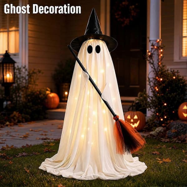 Stående spøkelsesheks-dekorasjon 150 cm Halloween-pynt til hagen, lett plast