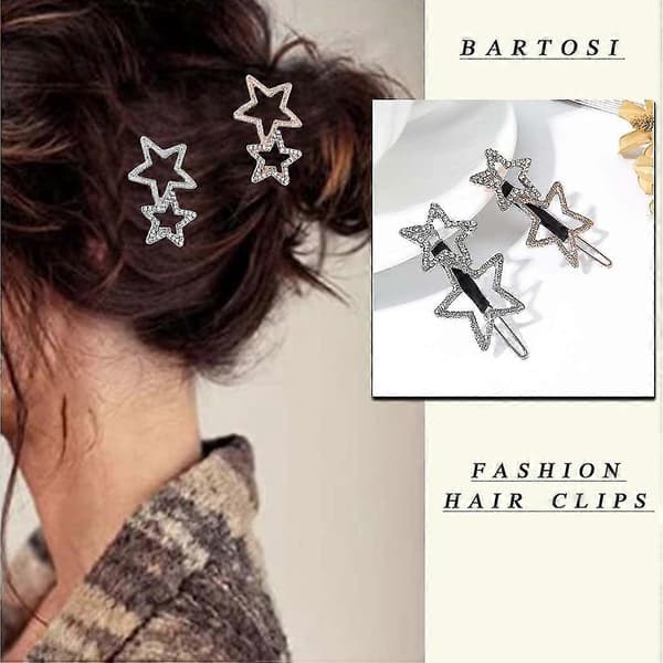 Stjärnformade Hårclips Brud Bröllopshår Barrettes Kristall Rhinestone Hårstift Mode Håraccessoarer För Kvinnor Och Flickor (2-pack)