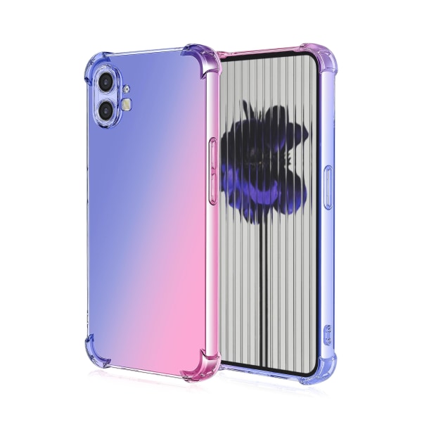 Gradient phone case är kompatibelt med alla mobiltelefoner 1, mjuk Tpu fyrhörns stötsäker cover blå och rosa