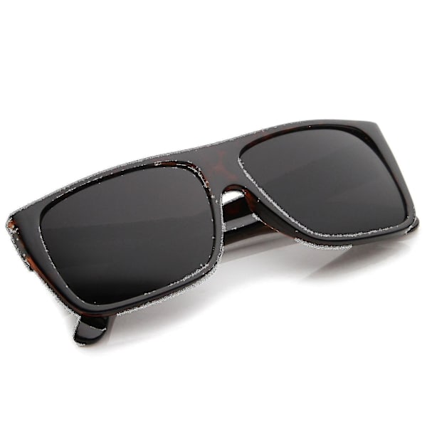 Retro Flat Top Bred Templer Eazy E Stil Rektangulära Solglasögon 57mm Mimenor（Sköldpadds Rök）
