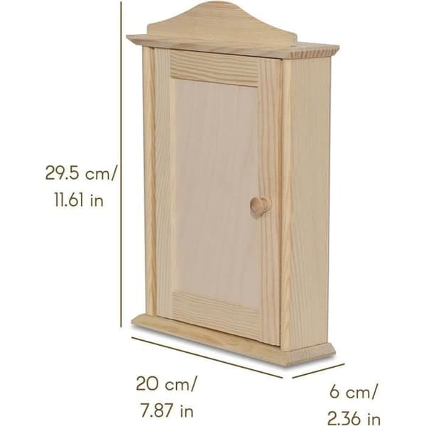Vægmonteret Nøgleboks - CREATIVE DECO - 6 Kroge - Naturtræ