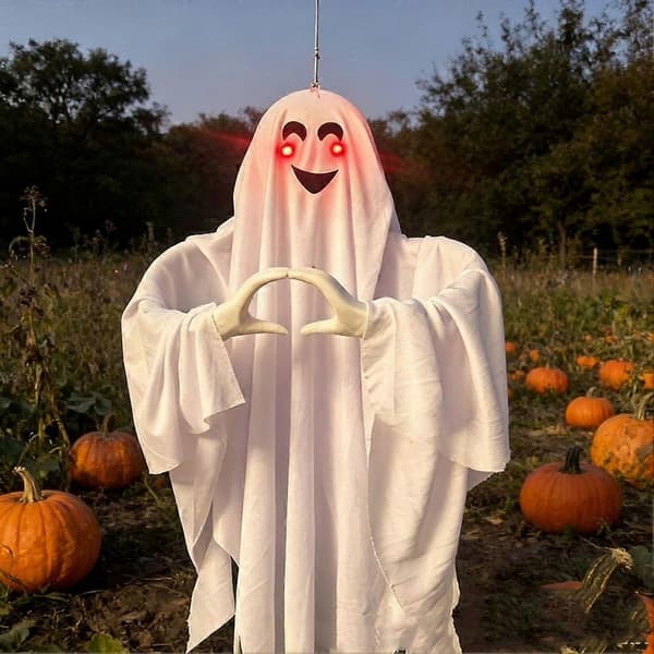 Halloween Hængende Spøgelse 90 cm med Hjerte-hånd-design til haveudsmykning