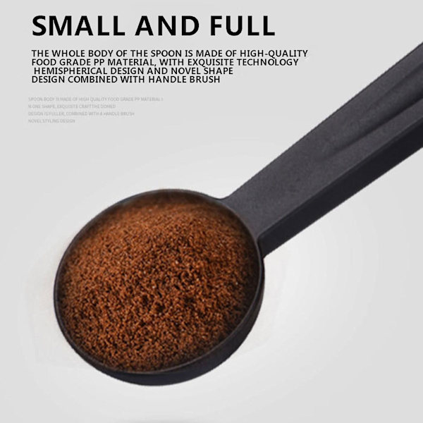 Kaffesked, Mätssked, Rengöringsborste, Dubbelanvändning Livsmedelskvalitet Material（Svart）