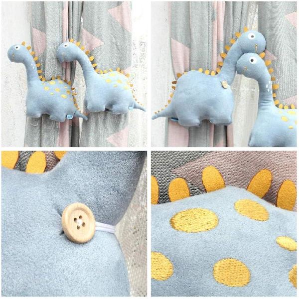 Gardinknytband för Barnrum, Söta Dinosaurie Gardinklämmor, 2-pack Röda Dinosaurier