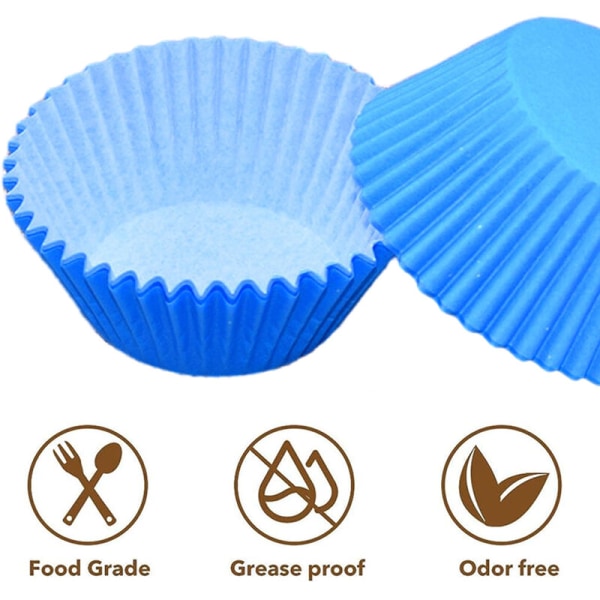 Cupcake-vuoat, tavalliset pergamenttipaperimuffinivuoat, kakkupaperipidikkeet - puhdas sininen
