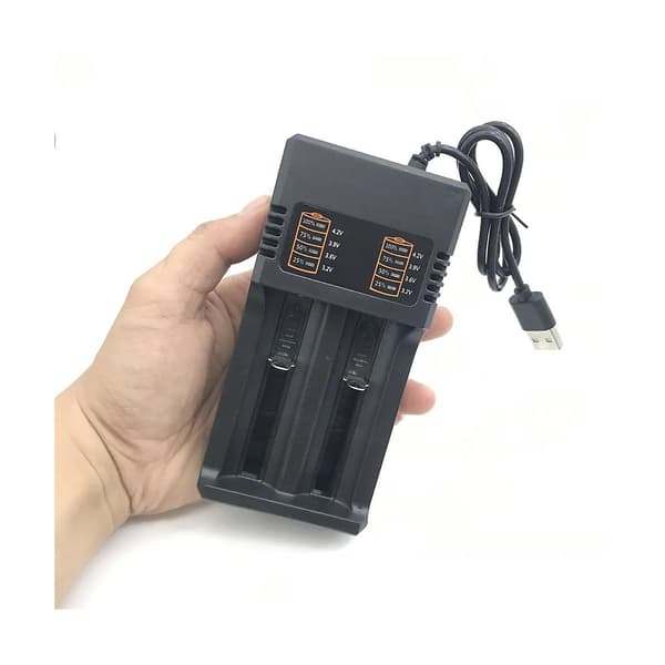 2 Slots Smart 18650 Oplader Lithium Batteri Oplader Universal Batteri USB Oplader Smart Oplader til（Sort）