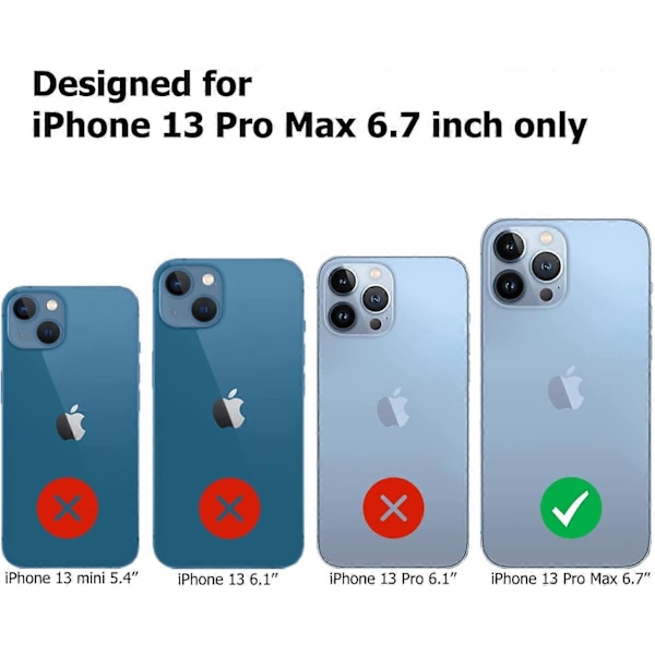 Kompatibel med iPhone 13 Pro Max Skal, Militärklass Stötsäker Skyddande Telefonfodral med Skärmskydd för iPhone 13 Pro Max 6,7 tum (Bl