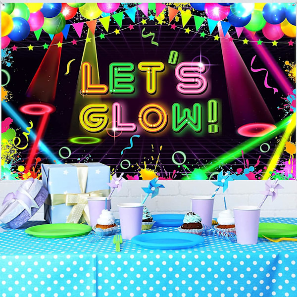 Neon Glow Party Bakgrundstyg Låt Det Glöda Bakgrund Glow Party Temat Bakgrund Neon Födelsedagsfest Dekorationer För Neon Temat Fest Födelsedagsfest, 5