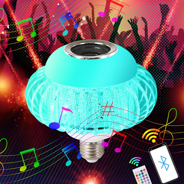 Fan Led Light Bulb With Integrated Bluetooth Speaker, E27 Rgb Changing Lamp Wireless Stereo Audio,24 Keys Remote Control Rgb Color Changing Speaker Bu