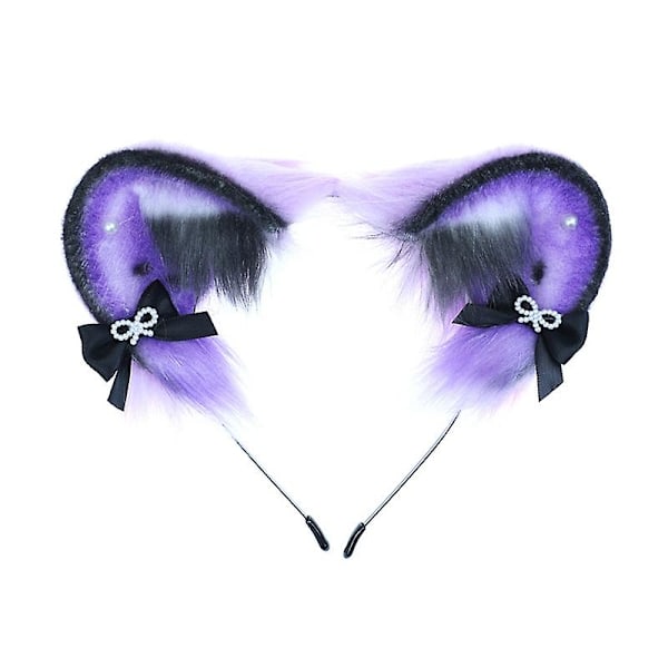 Cute Headband Hamster Ear Shape Hair Hoop Party Headpiece Cosplay Costume Props（Purple）