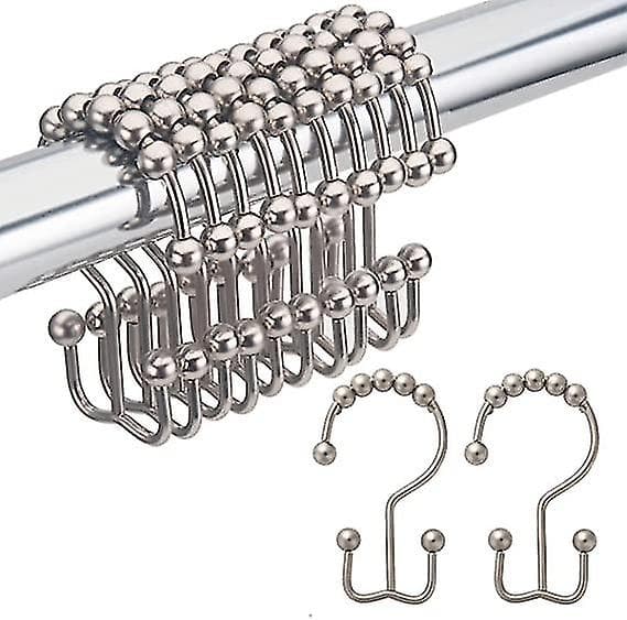 Duschdraperiringar, Rostfria Metall Dubbla Duschkrokar För Gardiner Rullande Duschdraperikrokar Ringar Duschringar För Badrum Duschdraperi