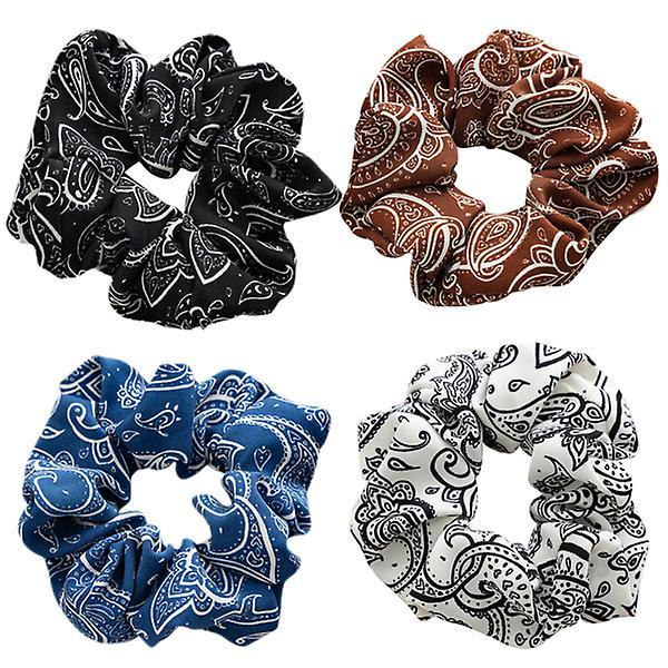 4 stk. elastiske hårbånd, hestehaleholdere, elastiske hårskrunchies, pigehårskrunchies（10X10cm，assorteret farve）