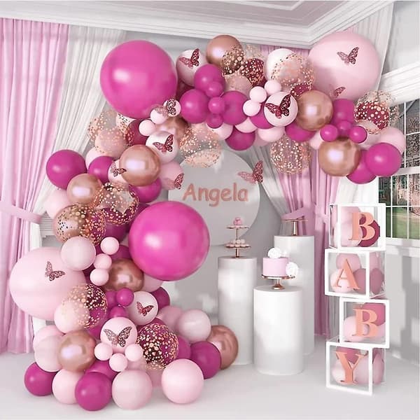 Pink Metallic Ballonbue Kit - 133 Dele Til Dekorationer