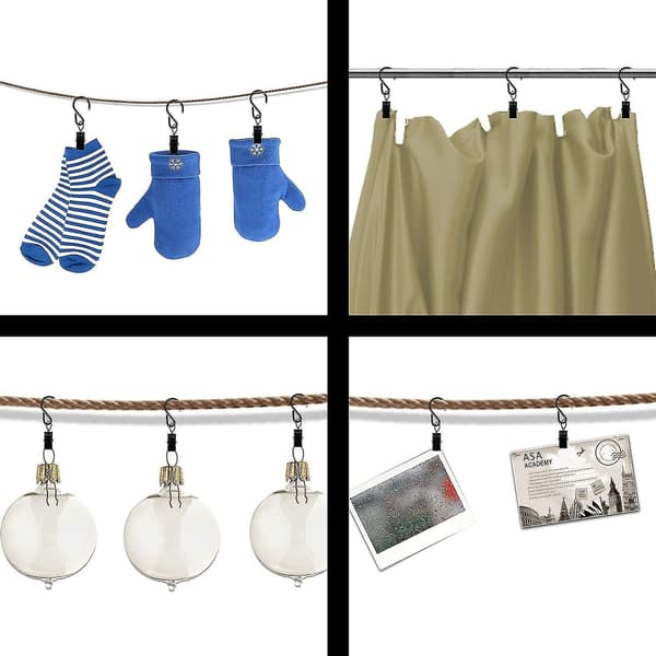 40-pack metallhängande klämmor krokar multifunktion (svart)