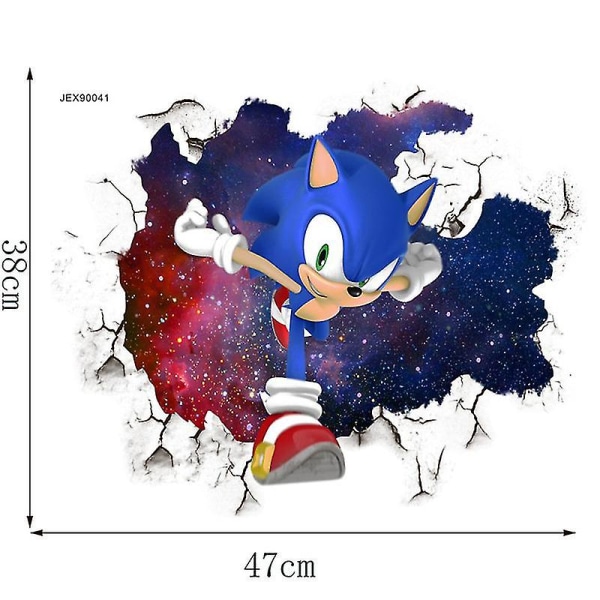 3d Sonic Wall Stickers Barnrum Graffiti Dekoration 3d Broken Wall Cartoon Game Wallpaper