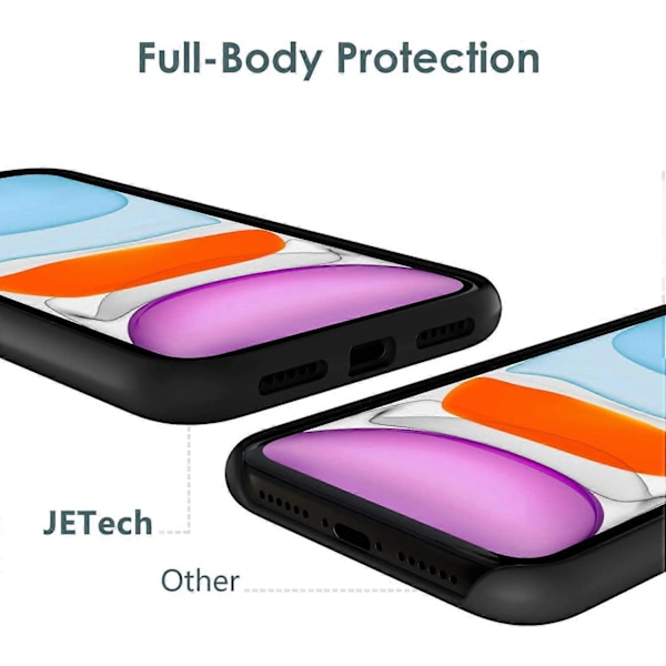 Silikonfodral för iPhone 11 (2019) 6,1 tum, Silkeslen Yta Helkroppsskyddande Fodral, Stötsäkert Omslag med Mikrofiberfoder (Svart)