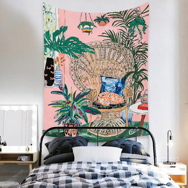 Wekity Botanisk Boho Hjem Gobelin Æstetisk Kunst Hjem Baggrund Stof Ornament Gave Mandala Gobelin Ornament (ZJ825-57, 39 X 59 Tommer)