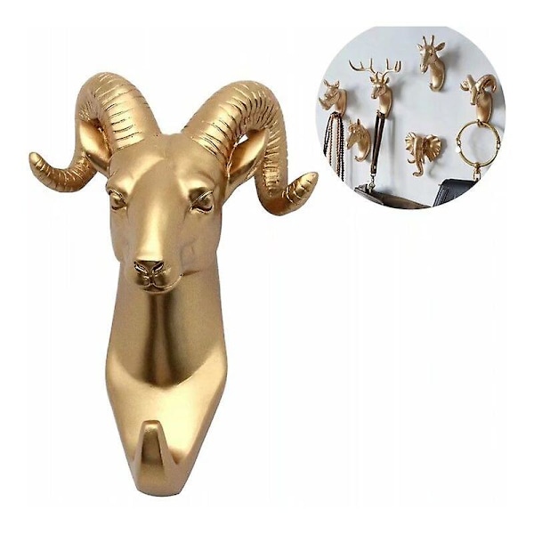 Animal Shaped Wall Hook Golden Sheep Key Animal Coat Hook Resin Material