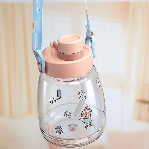 1300ml Barn Strawkopp, Bärbar Resa Camping Vatten Sippy Cup För Barn Barn Stor Mage Kopp (blå)