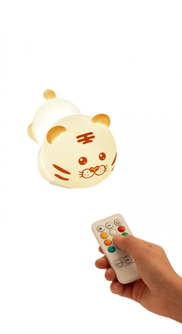 Tigerlampe, silikone farveskiftende tiger skrivebordsnatlampe