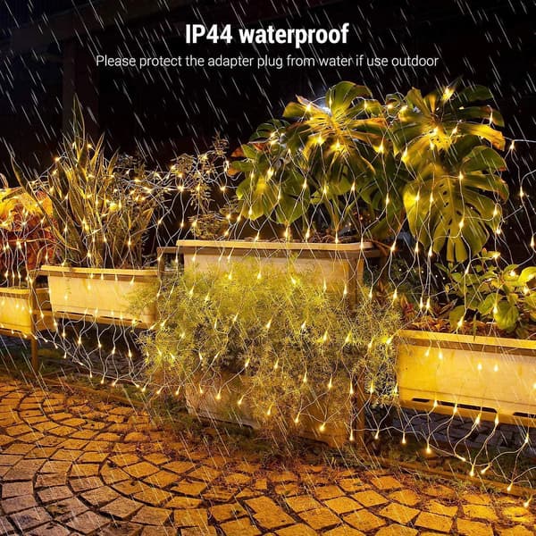 Led Fe-lys Udendørs 320 Leds Fe-lys Net Lys Gardin Varm Hvid 8 Tilstande Jul