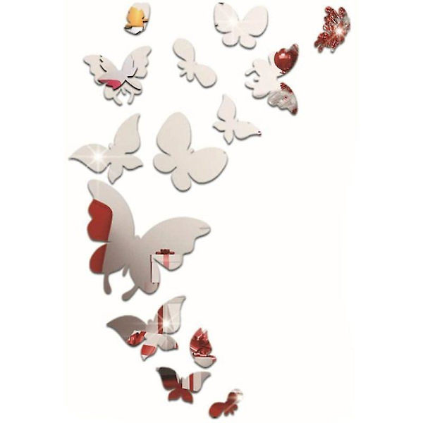 25 x Butterfly Kombination 3D Spejl Vægklistermærker Hjem Indretning (Akryl)