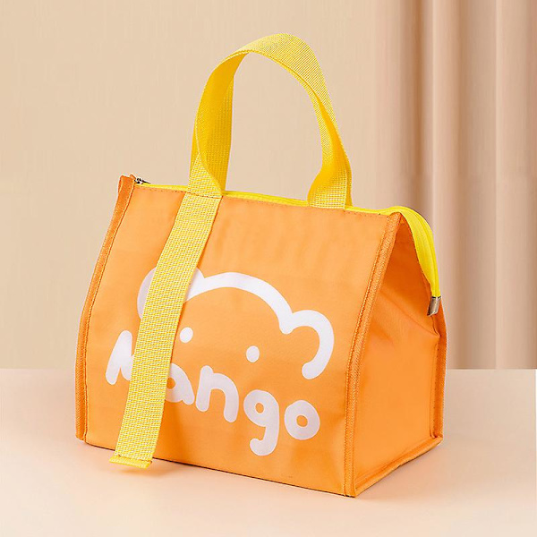 Genanvendelig frokostpose isoleret frokostboks lærred stof med aluminiumsfolie, frokostpose håndtaske til skole, kontorstuderendeorange