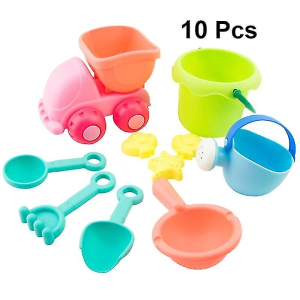 10 st Strandleksaker Set Dune Buggy Rake Form Sand Play Set Sandlådeleksaker Sandleksaker Kreativ Sandverktyg Kit Sandformar Spade Hink För Barn (slumpmässig