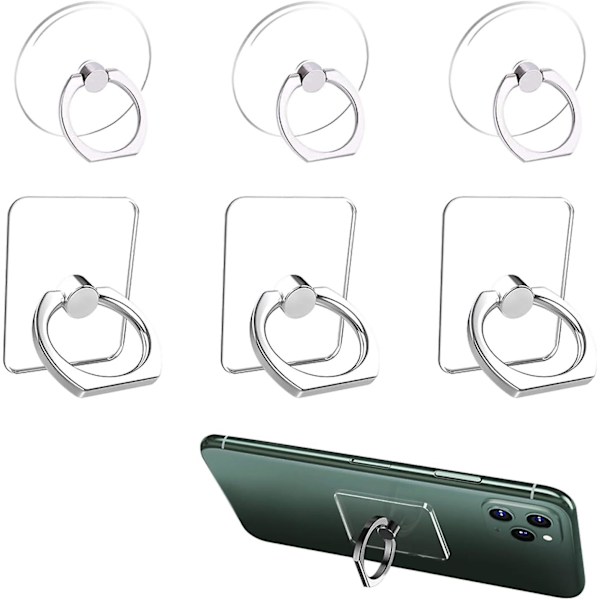 Telefon Ring Holder, Telefon Ring, Telefon Ring Holder, Telefon Ring Grip, 360 Rotation Telefon Ring Grip, Kompatibel Med De Fleste Mobiltelefoner - 6 Stykker
