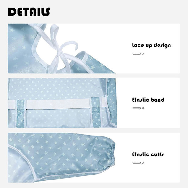 Bibs Flicka Pojke Småbarn Matning Vattentät Långärmad för Bebisar Smock Hela Bib, 6-36 Månader